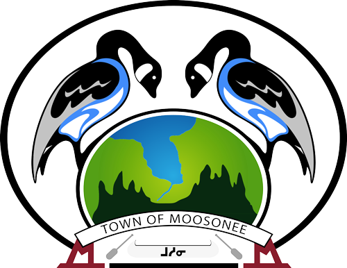 A logo featuring two stylized birds facing each other above a colorful globe, with green mountains and blue water. The text "TOWN OF MOOSEJAW" is displayed at the bottom.