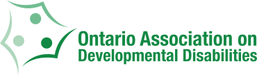 Logo of the Ontario Association on Developmental Disabilities, featuring a stylized design with green elements and text.